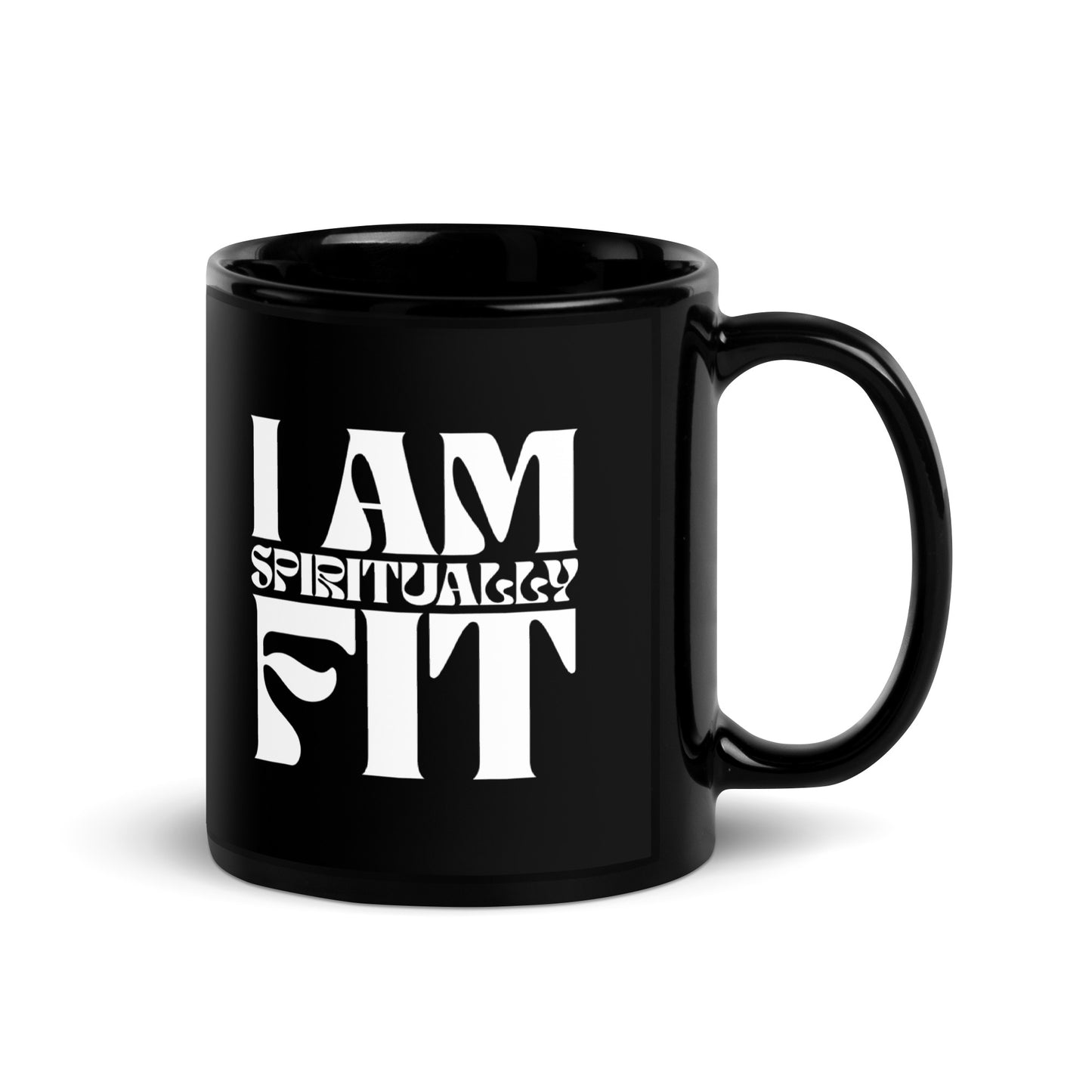 Spiritually Fit Black Glossy Mug